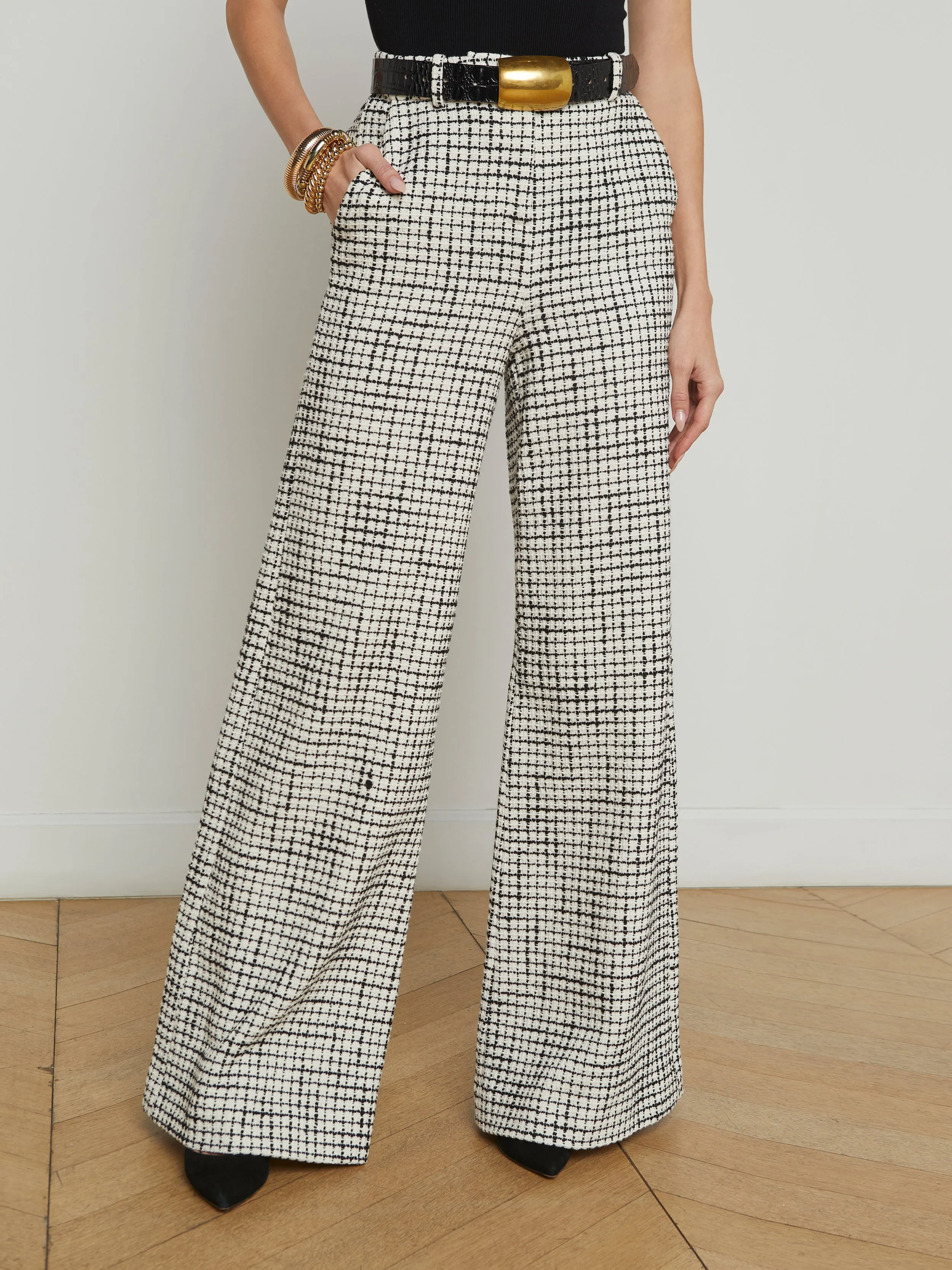 Pilar Tweed Wide-Leg Pant