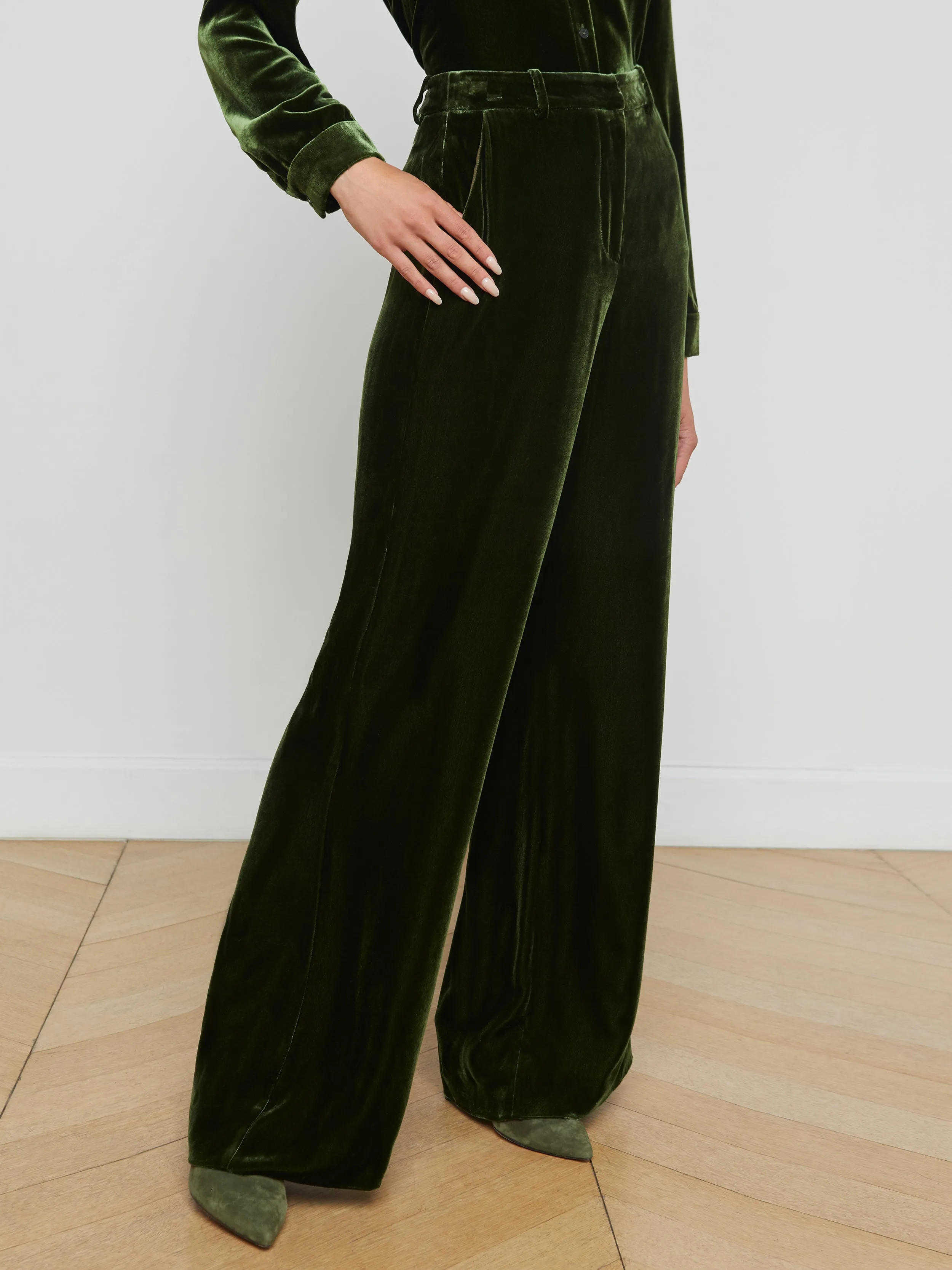 Pilar Velvet Wide-Leg Pant