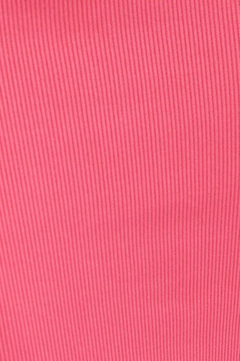 Pink Midi Skirt Bodycon Ring Ribbed
