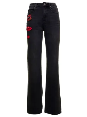 Pinko Graphic Embroidered High-Rise Flared Jeans