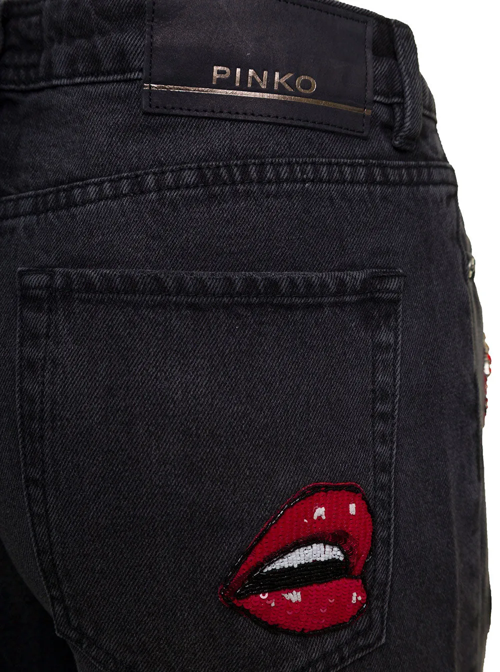 Pinko Graphic Embroidered High-Rise Flared Jeans