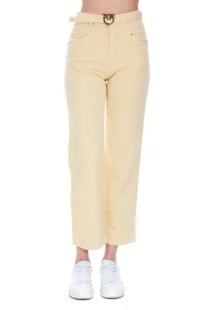 Pinko Logo Belted Waist Straight Leg Jeans
