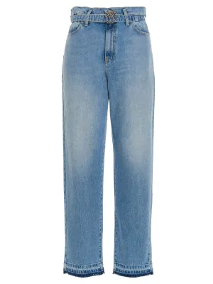 Pinko Logo Buckle High Waisted Jeans