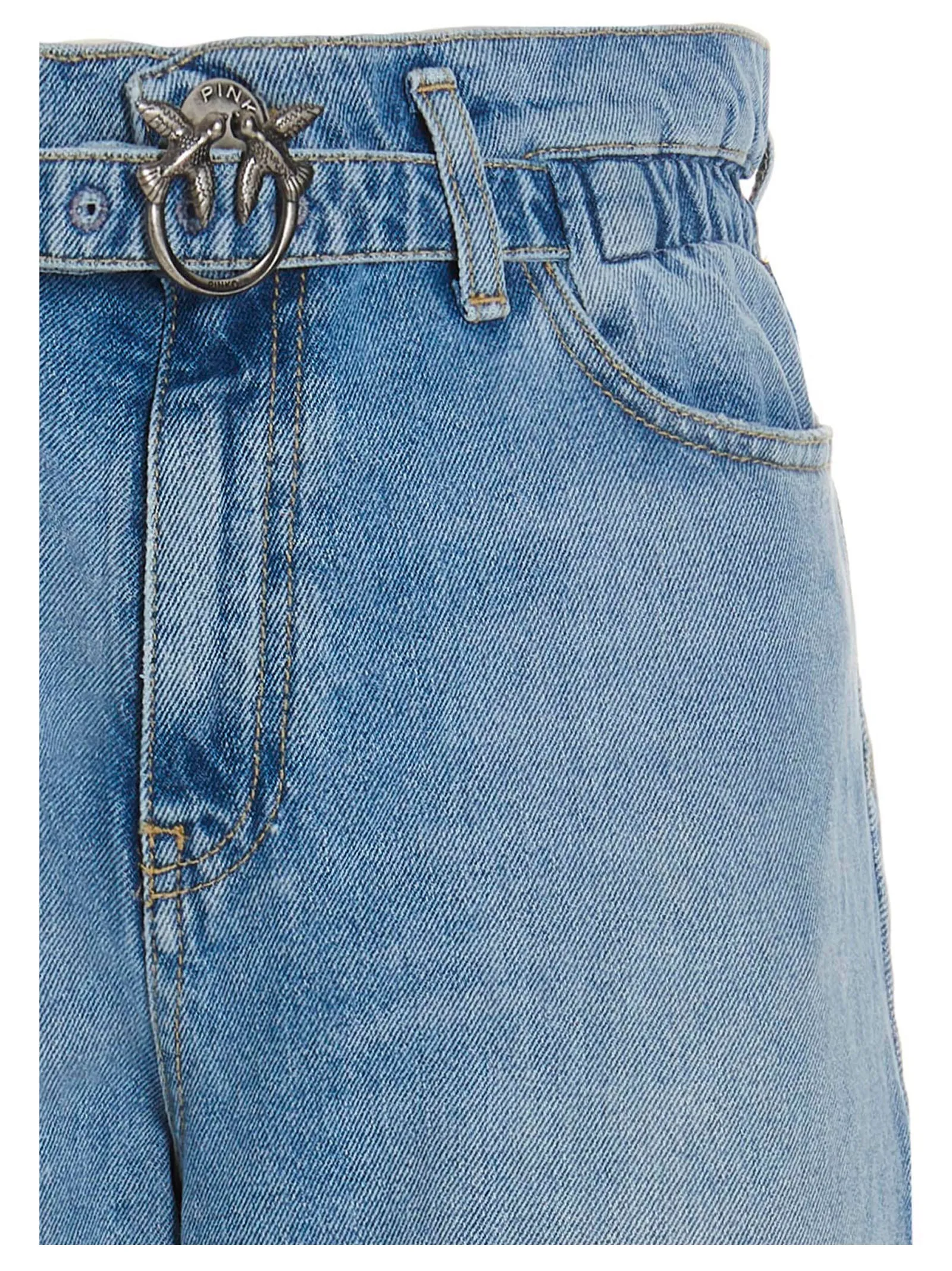 Pinko Logo Buckle High Waisted Jeans