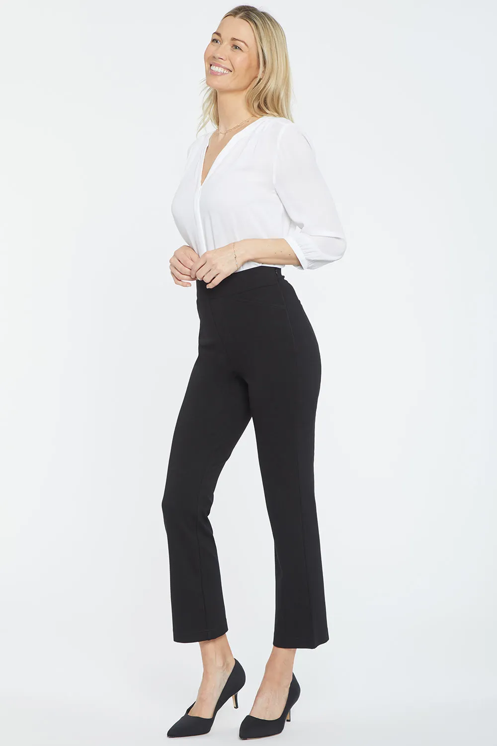 Pull-On Straight Crop Pants - Black