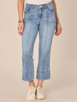 "ab"solution High Rise Center Seam Slit Hem Kick Flare Jeans In Light Blue