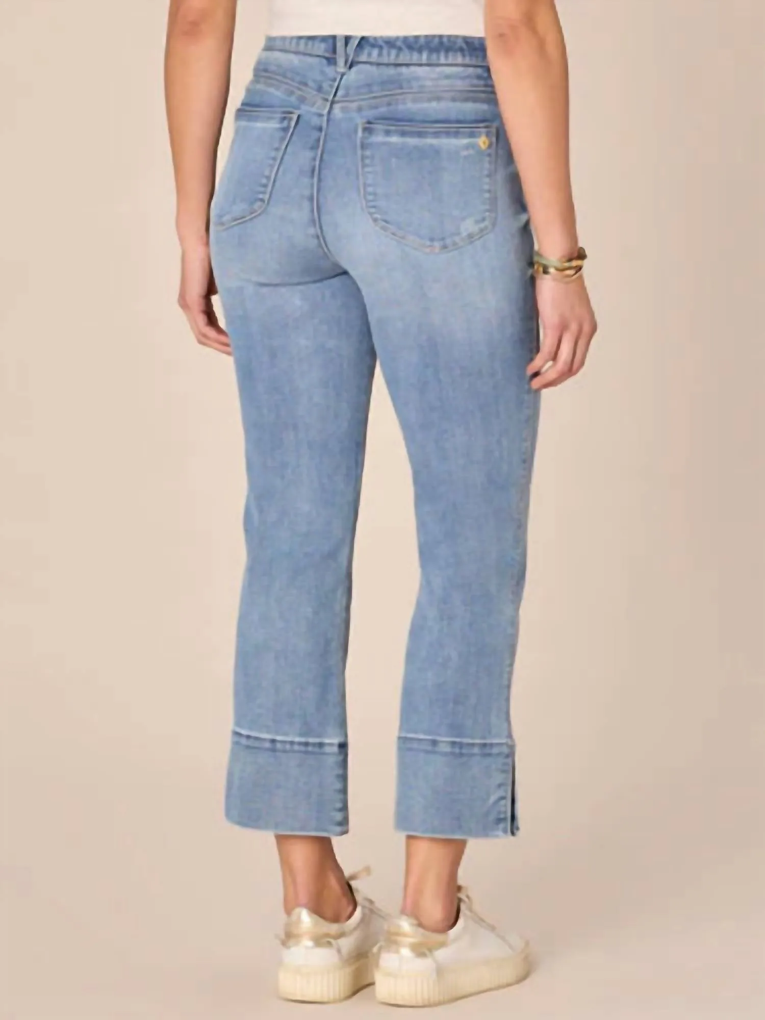 "ab"solution High Rise Center Seam Slit Hem Kick Flare Jeans In Light Blue