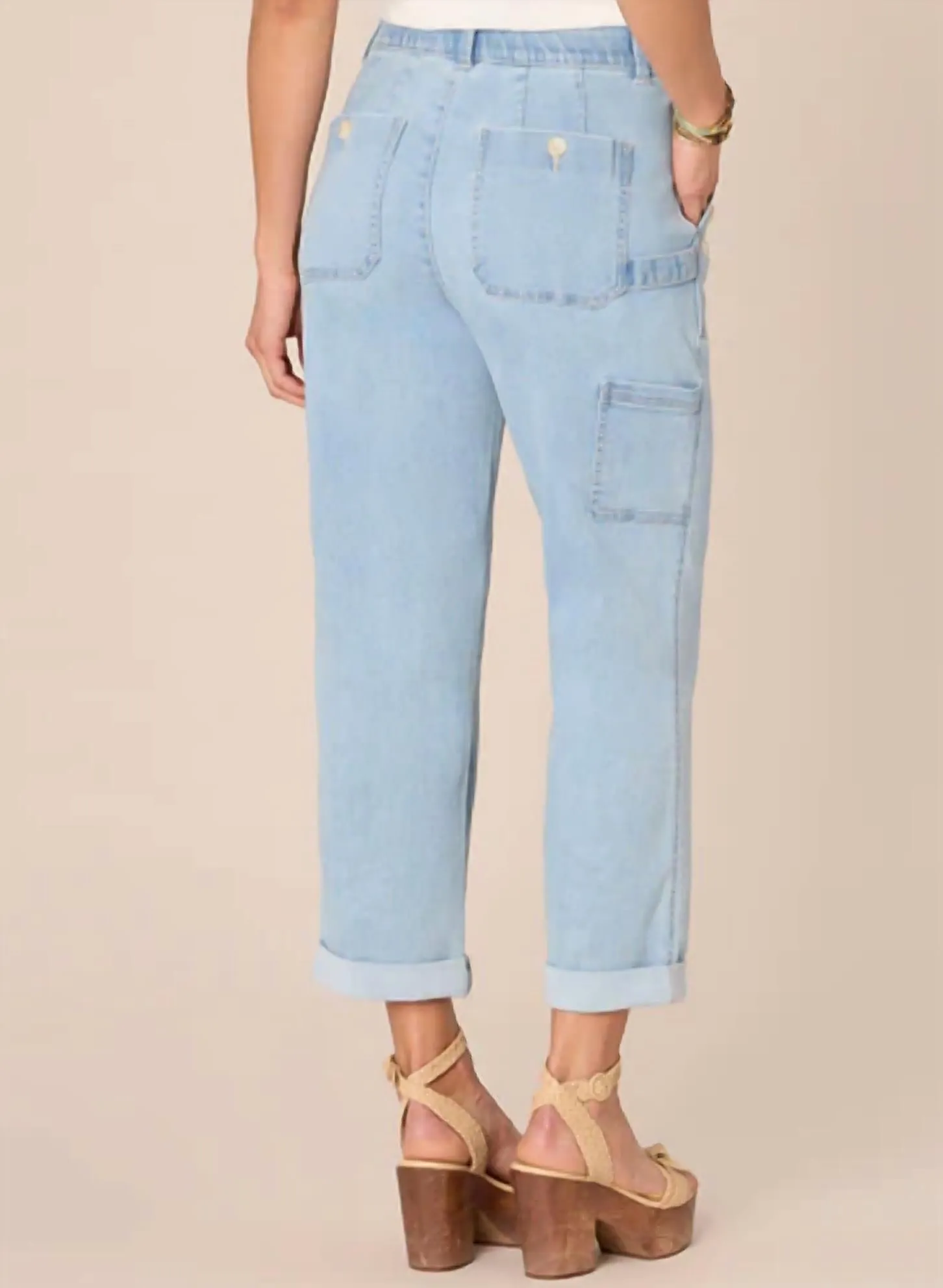"ab"solution High Rise Repreve Straight Leg Jean With Roll Cuff In Light Blue