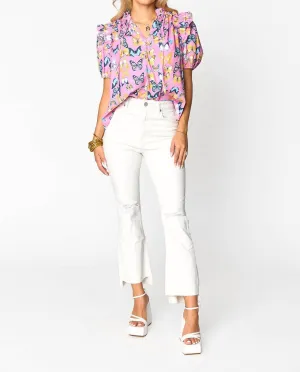 "come Fly With Me" Butterfly Blouse In Pink