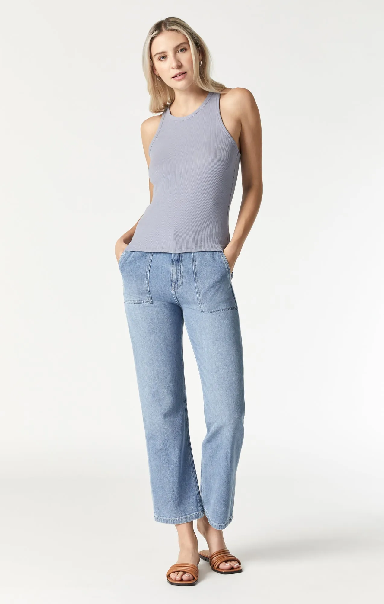 RACER BACK TANK TOP IN NATURAL LILAC
