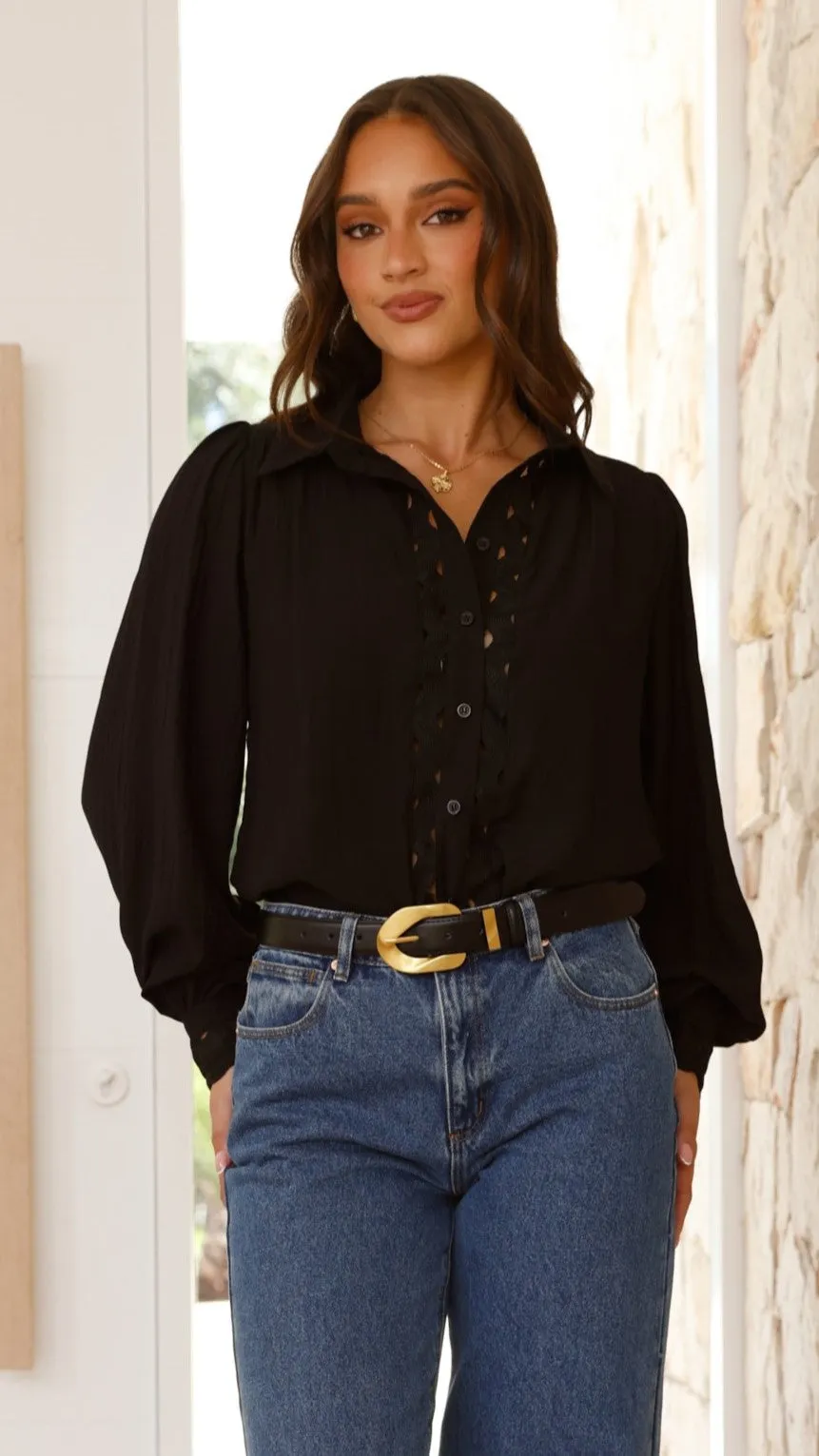 Rahma Button Up Shirt - Black