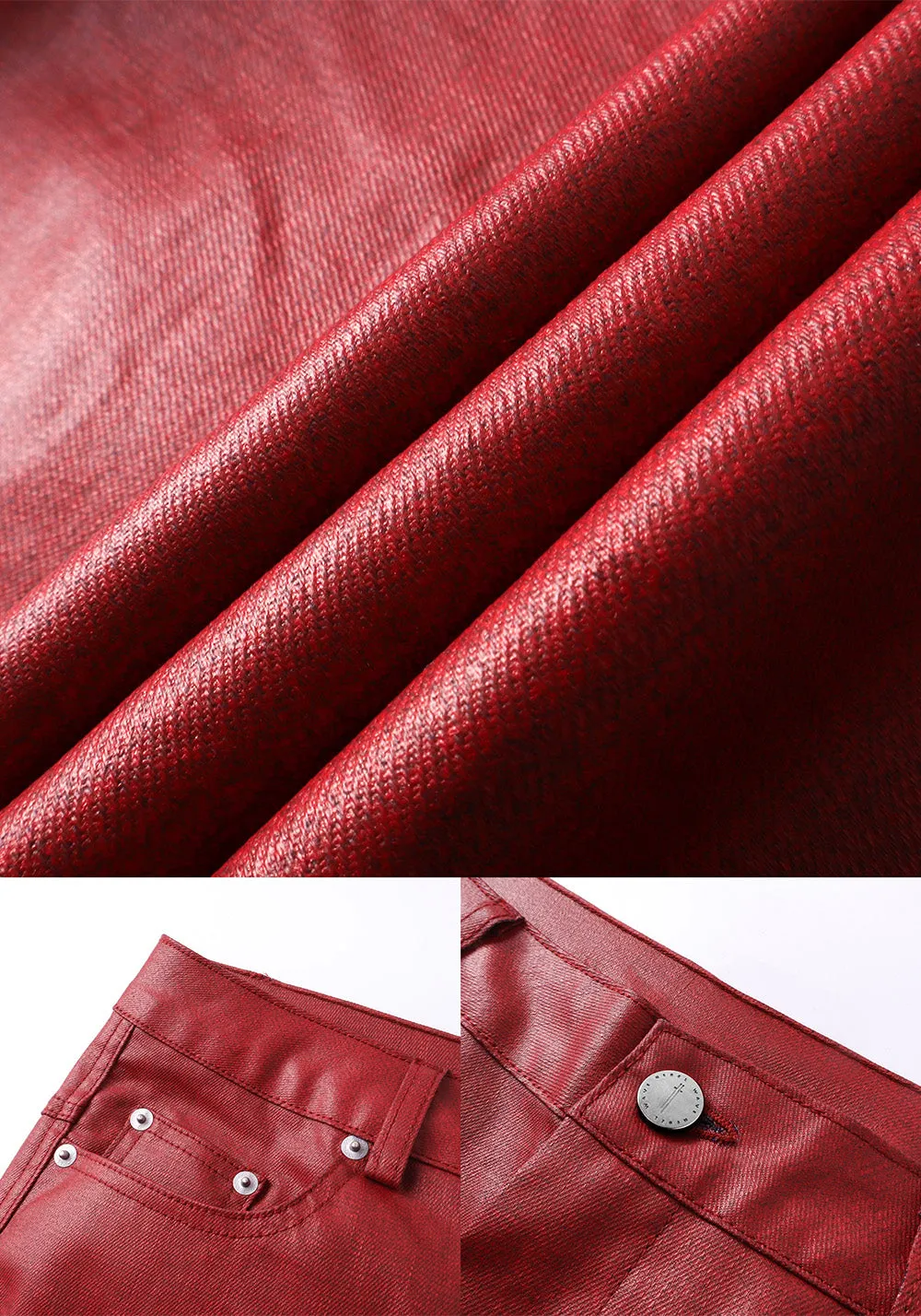 REBEL WAVE丨Liquid Metal Red Coated Waxed Flared Jeans