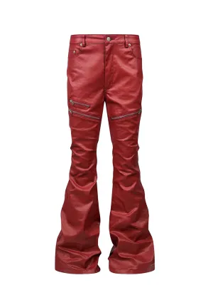 REBEL WAVE丨Liquid Metal Red Coated Waxed Flared Jeans