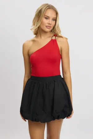 Red Bodysuit One Shoulder Supersoft