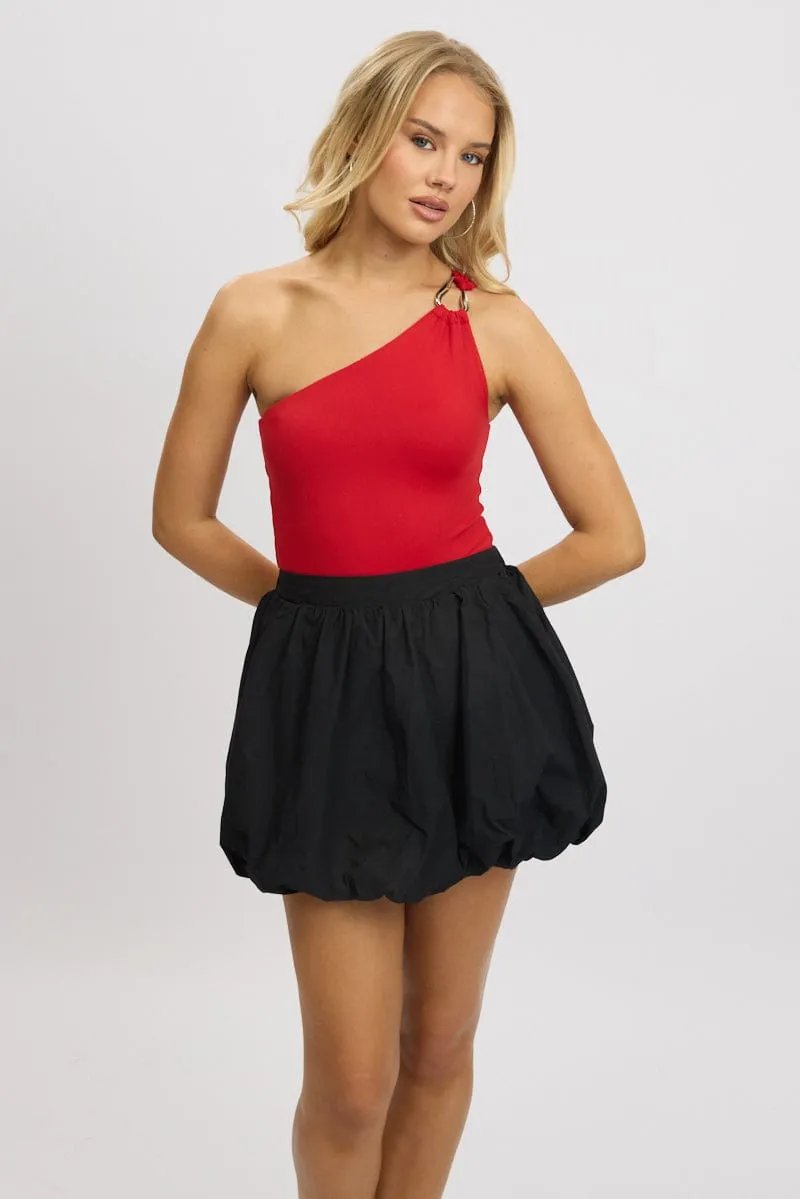 Red Bodysuit One Shoulder Supersoft