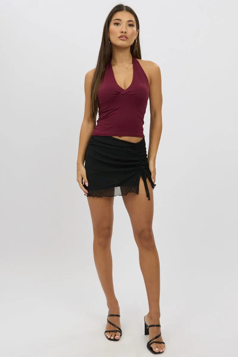 Red Halter Neck Top V Neck Supersoft