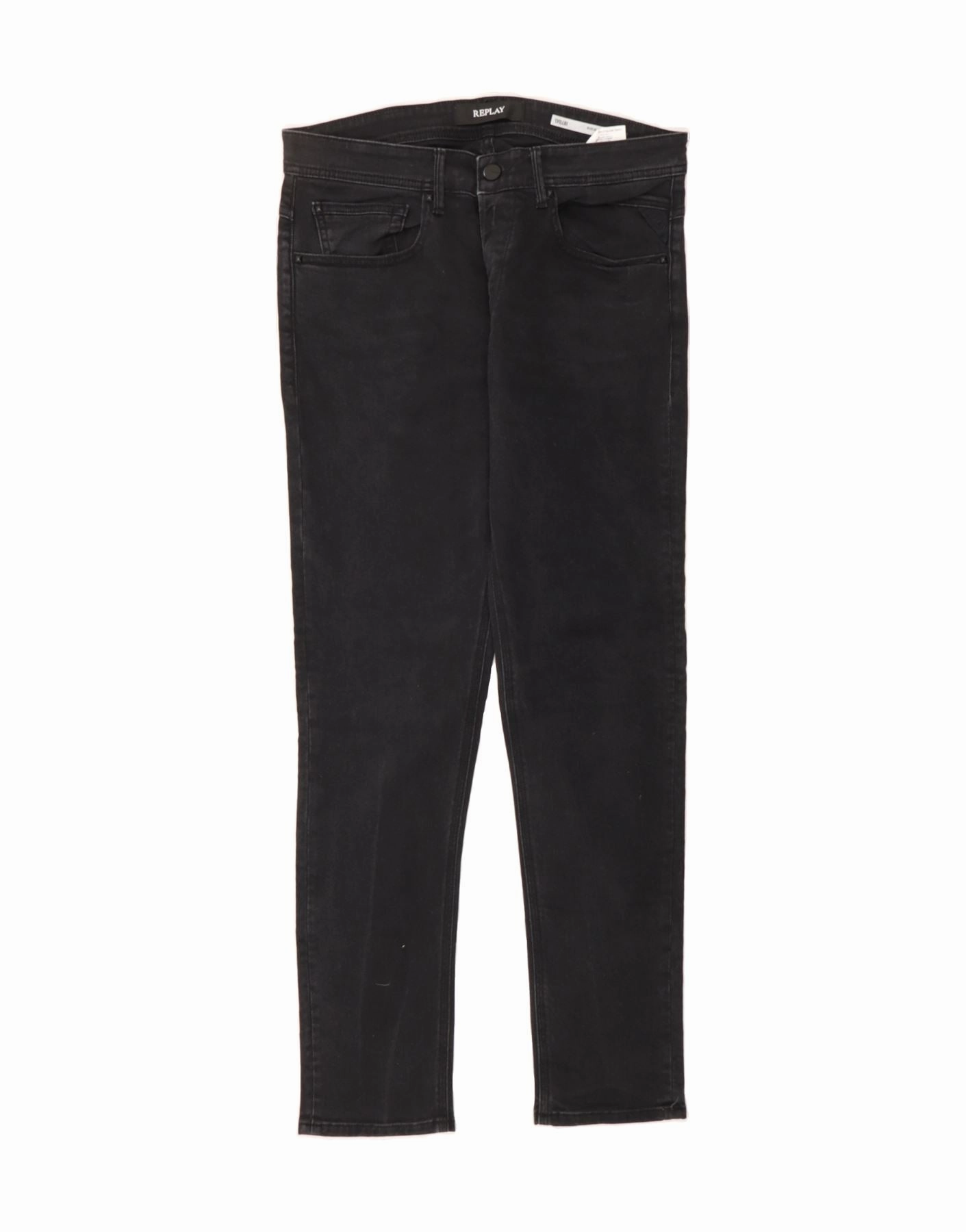 REPLAY Mens Willbi Regular Slim Jeans W31 L31 Black Cotton
