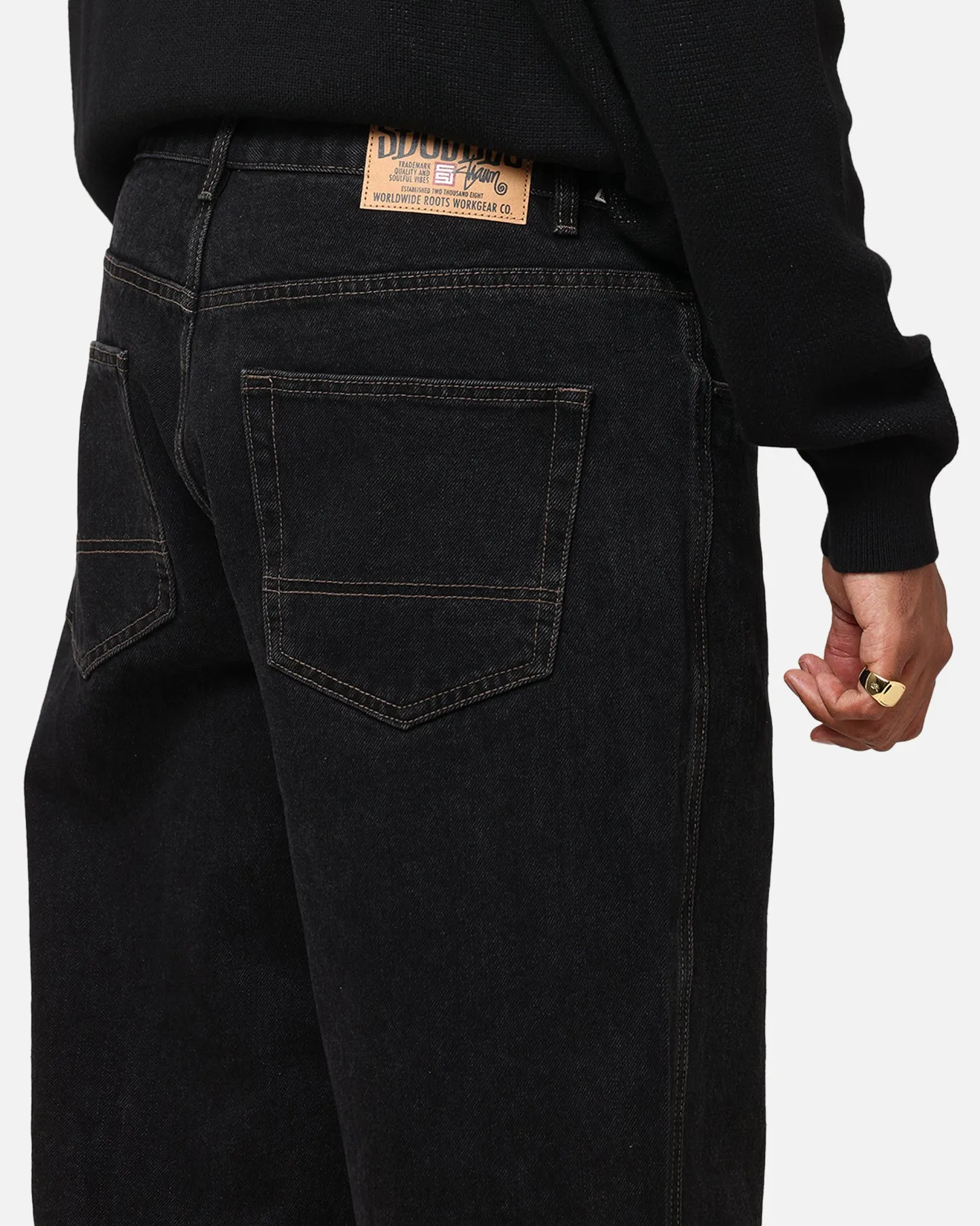 S Double Denim Standard Jeans Black Wash