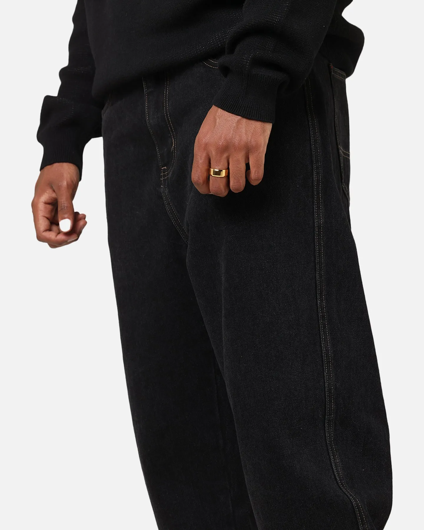 S Double Denim Standard Jeans Black Wash