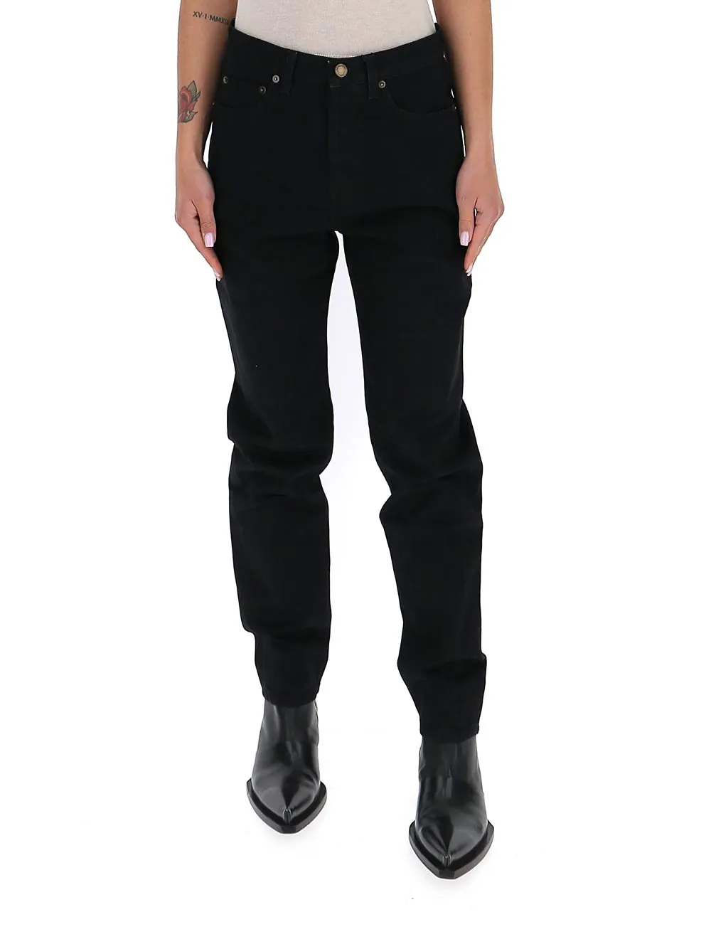 Saint Laurent High Waisted Straight Leg Jeans