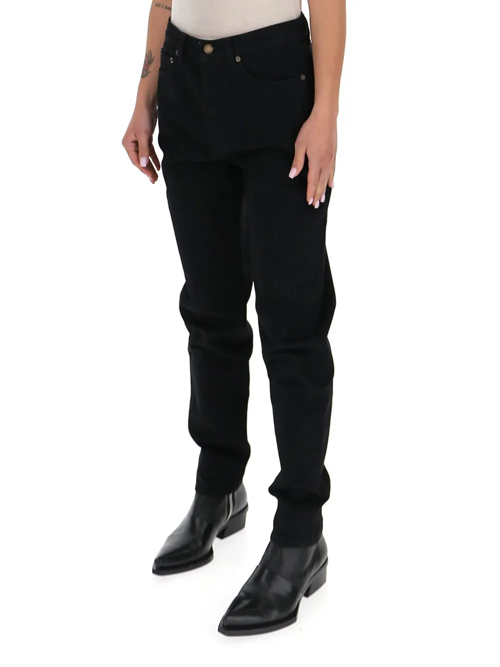 Saint Laurent High Waisted Straight Leg Jeans