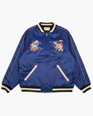 Samurai Jeans SJSKJ24 'Sukajan' Embroidered Satin Souvenir Jacket - Indigo