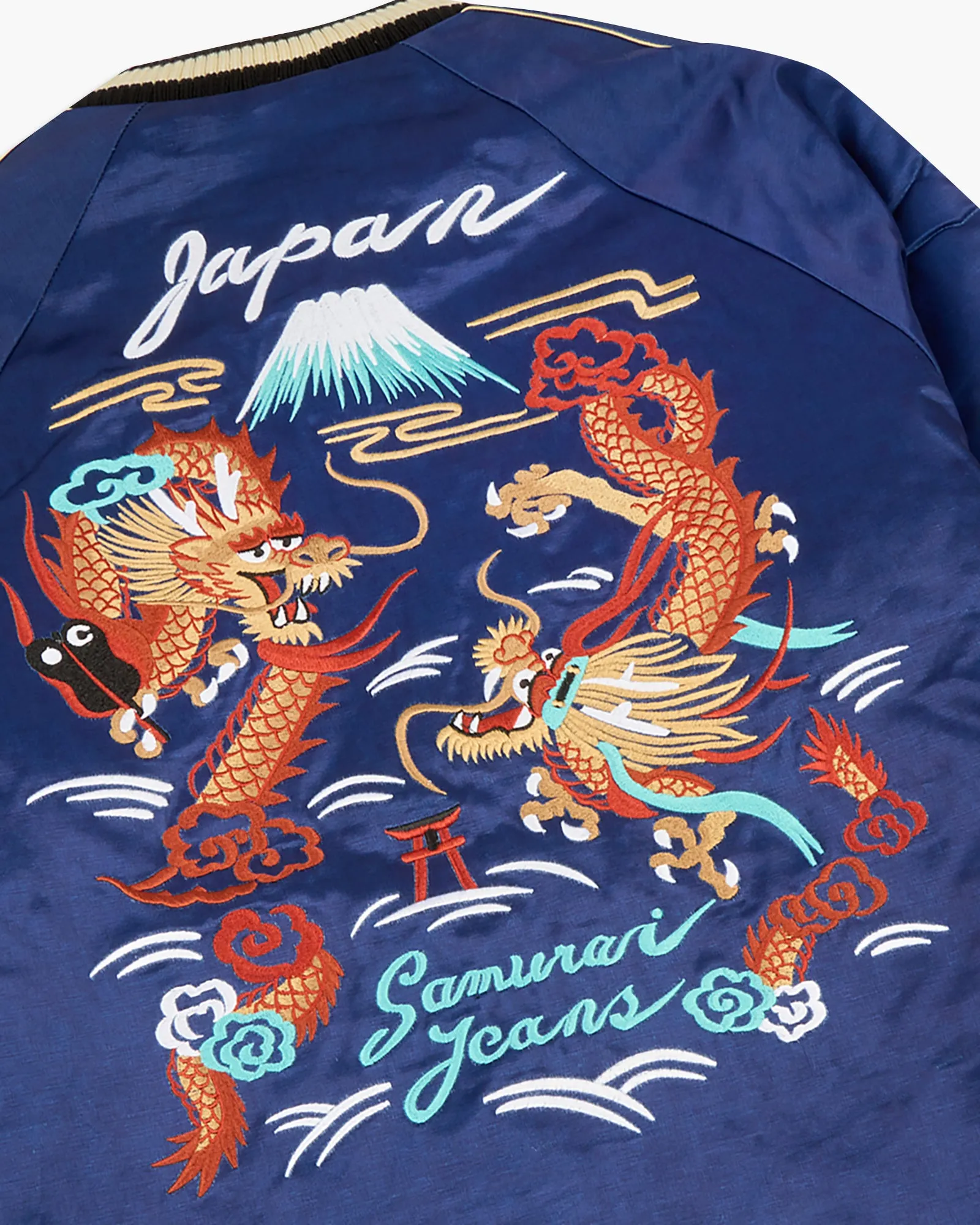 Samurai Jeans SJSKJ24 'Sukajan' Embroidered Satin Souvenir Jacket - Indigo