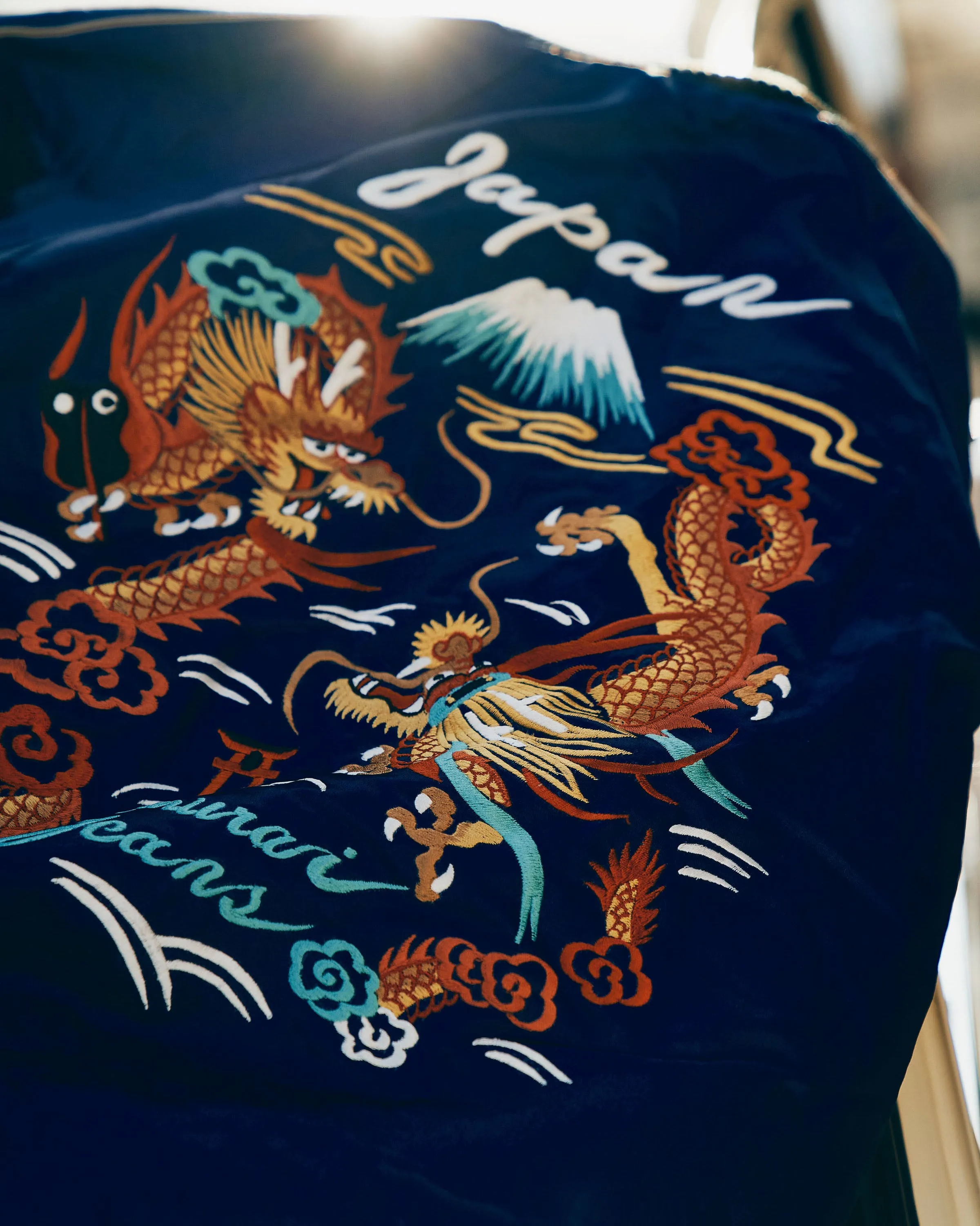 Samurai Jeans SJSKJ24 'Sukajan' Embroidered Satin Souvenir Jacket - Indigo