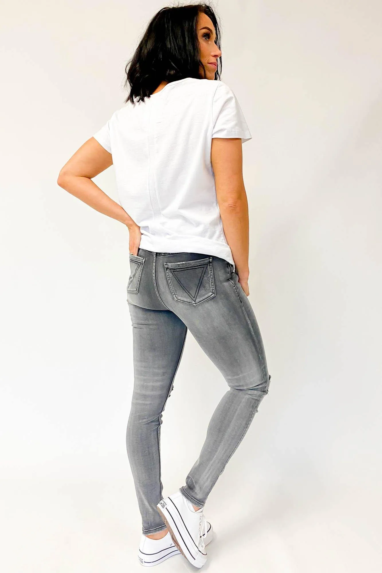 Shine On Label Dexter Slim Leg Jean Washed Charcoal