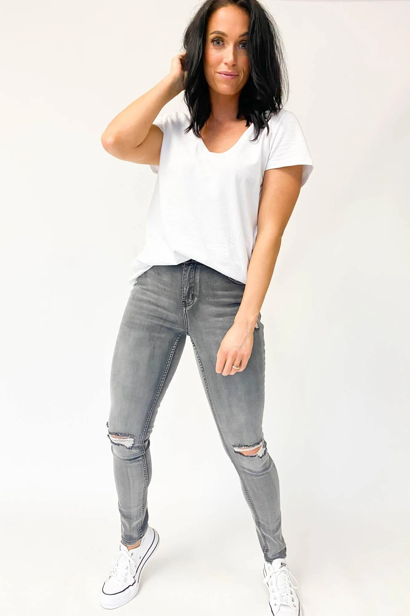 Shine On Label Dexter Slim Leg Jean Washed Charcoal