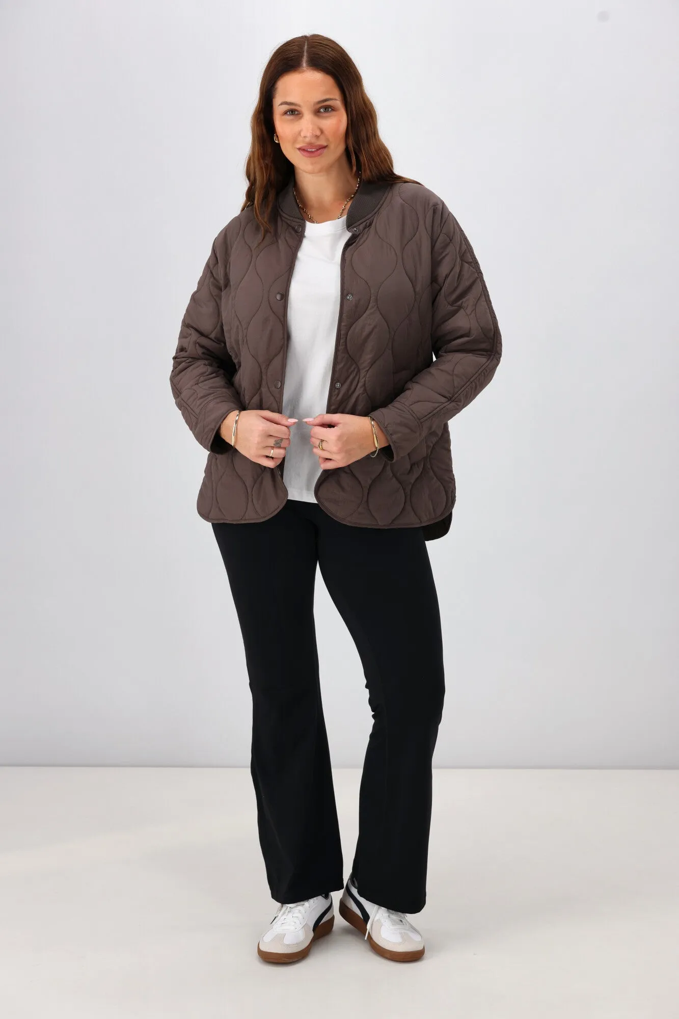 Shine On Label Haven Quilted Jacket Chocolate