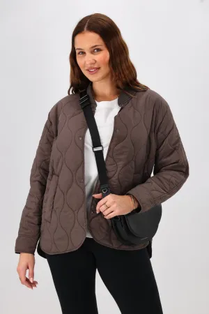 Shine On Label Haven Quilted Jacket Chocolate