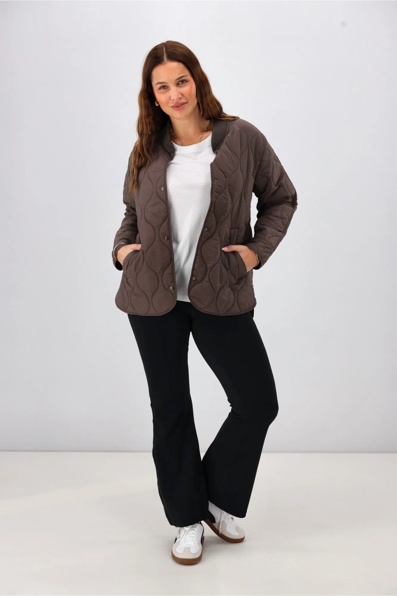 Shine On Label Haven Quilted Jacket Chocolate