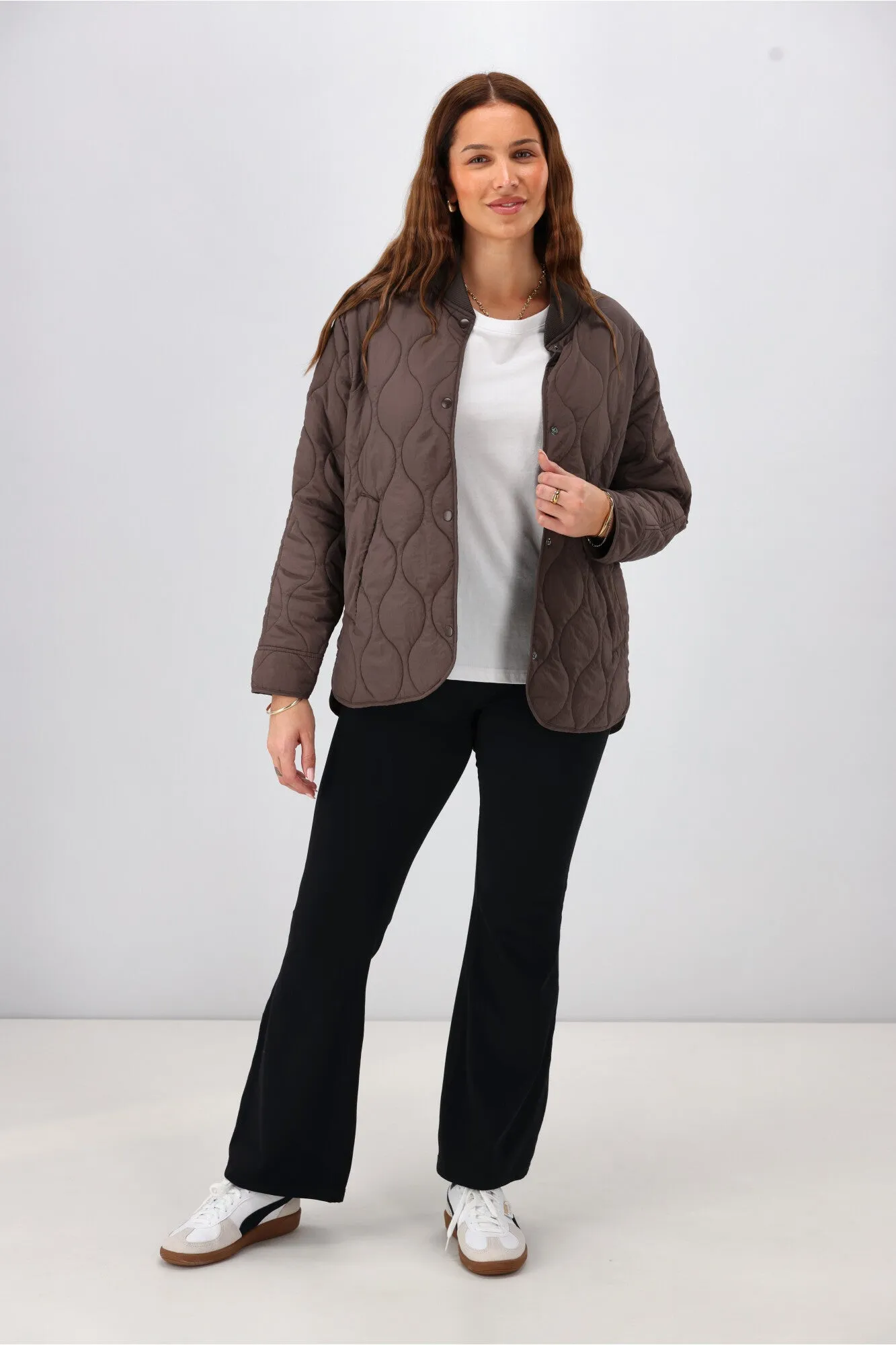 Shine On Label Haven Quilted Jacket Chocolate