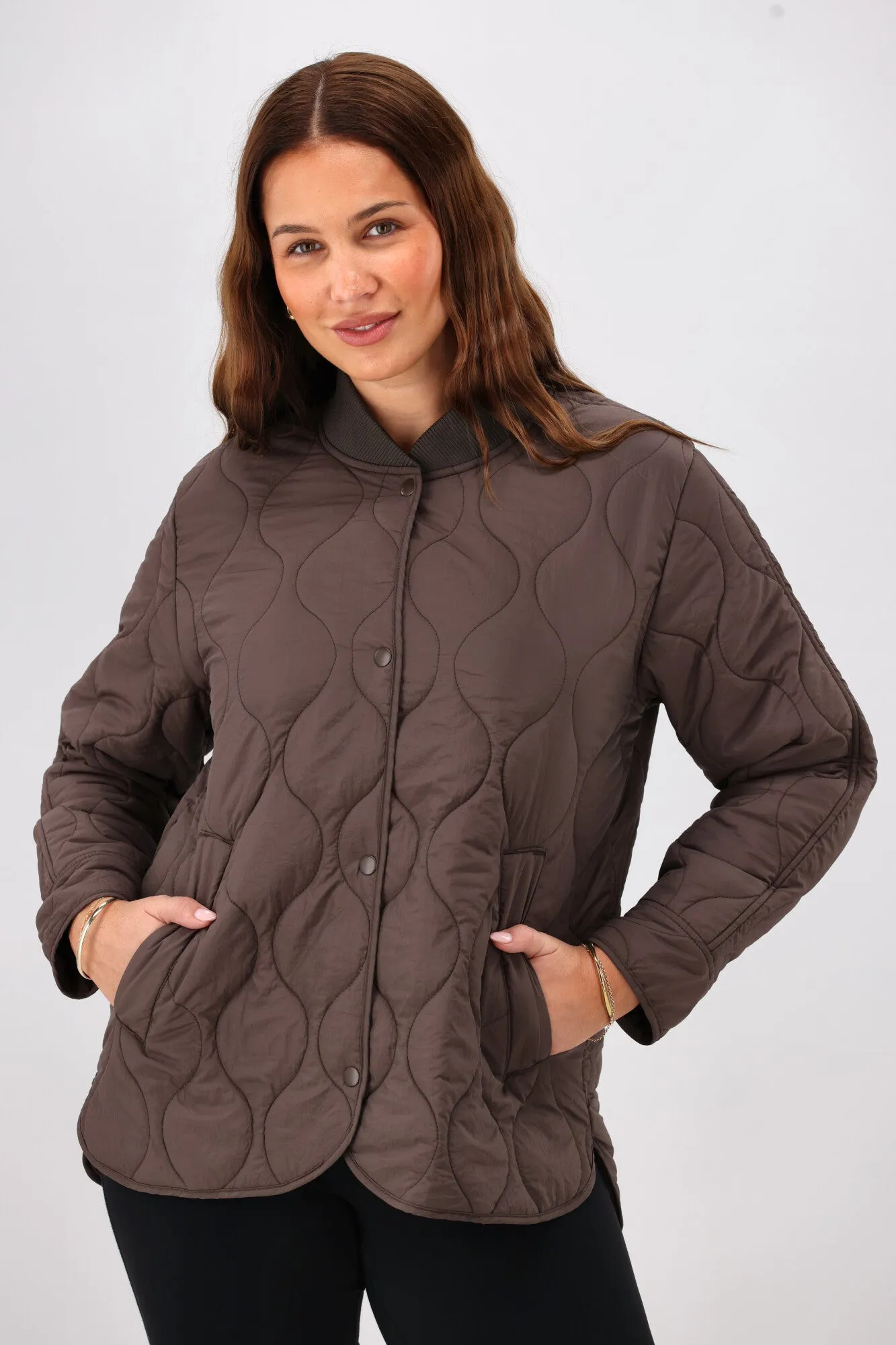 Shine On Label Haven Quilted Jacket Chocolate
