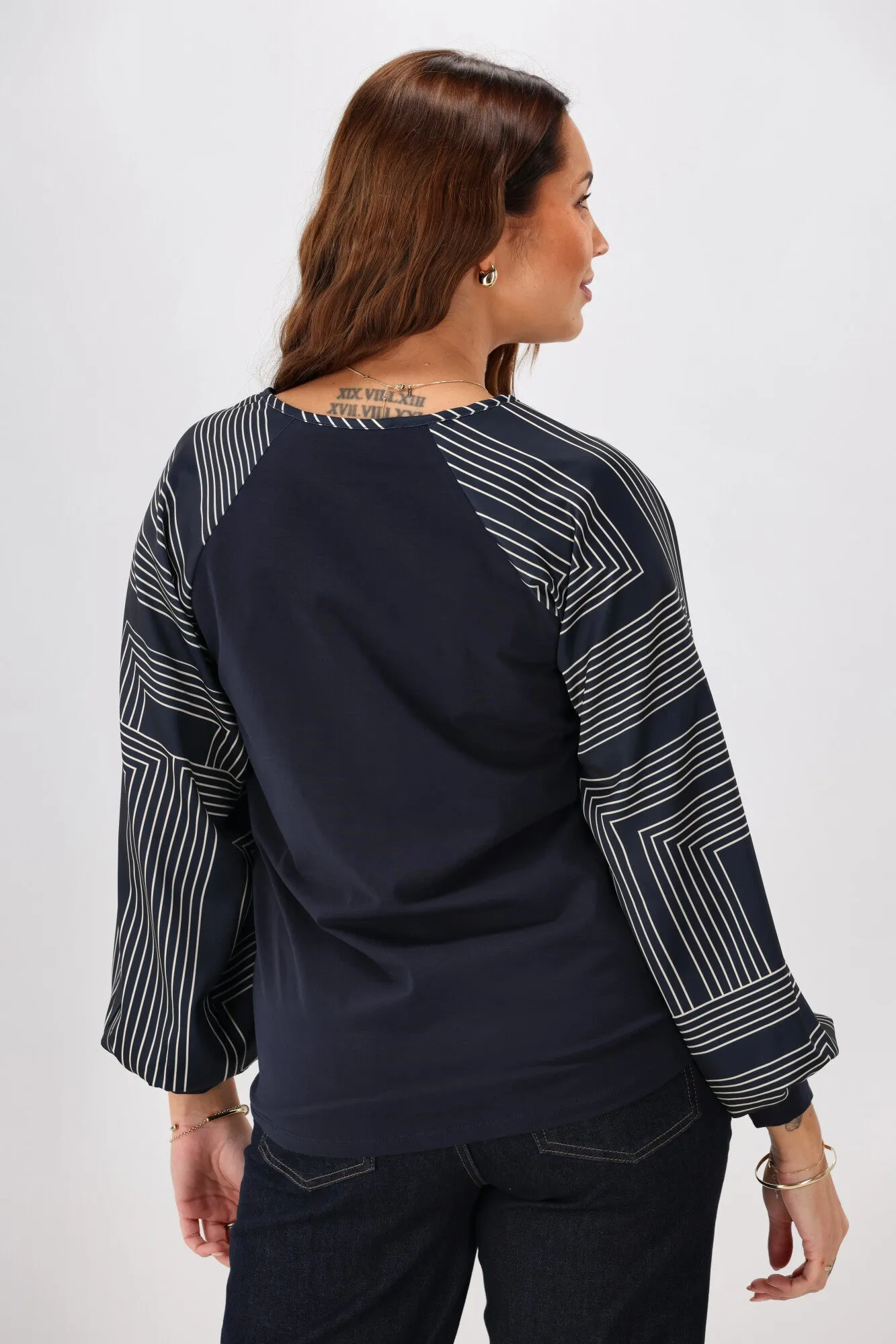 Shine On Label Mackenzie Geo Print Sleeve Top Ink