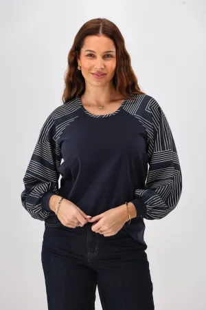 Shine On Label Mackenzie Geo Print Sleeve Top Ink