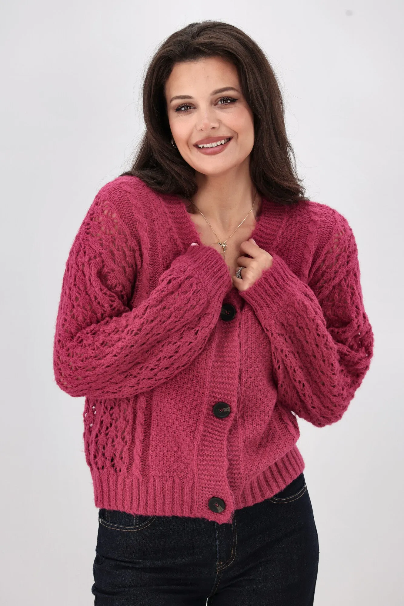 Shine On Label Minna Pointelle Cardigan Pink