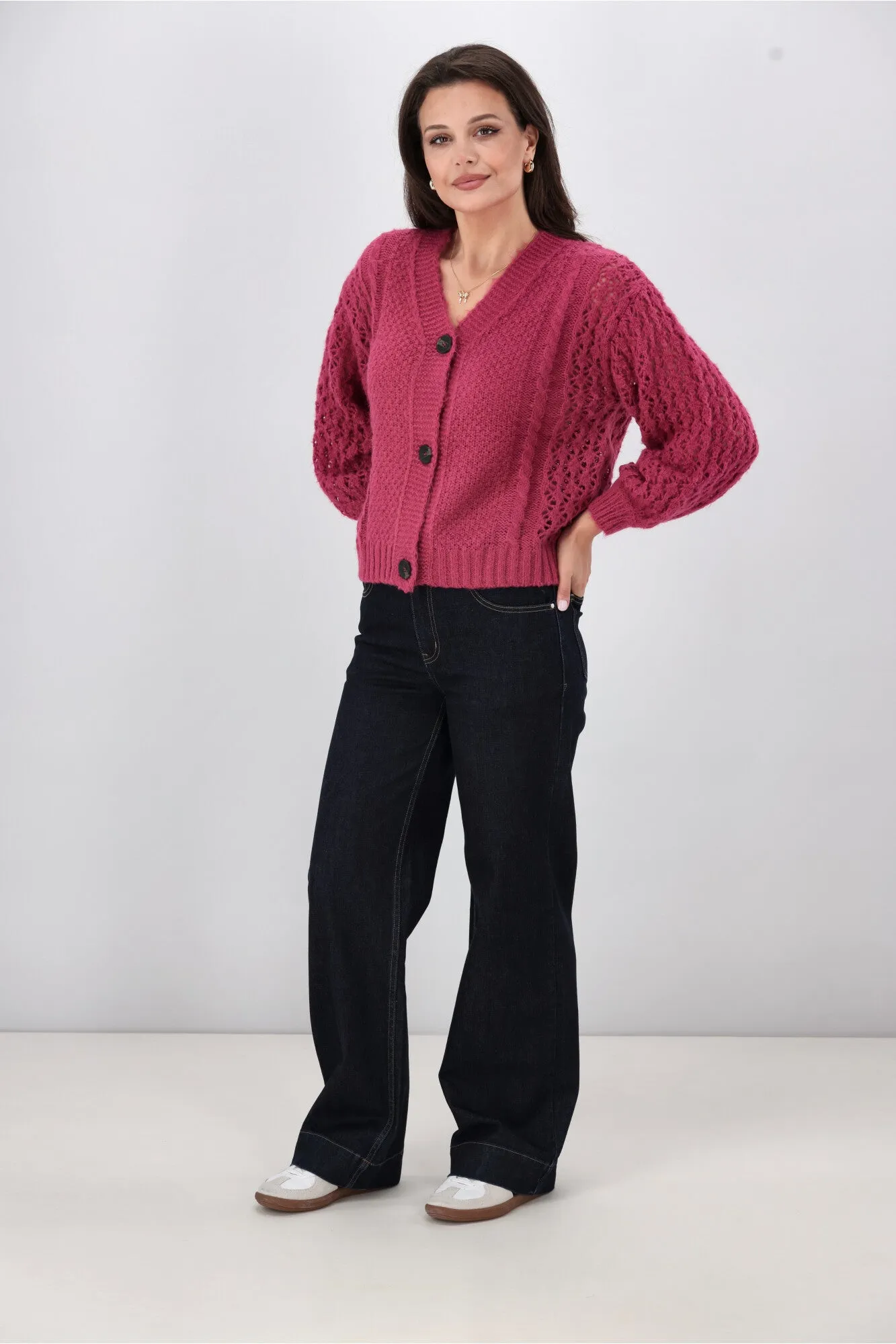 Shine On Label Minna Pointelle Cardigan Pink