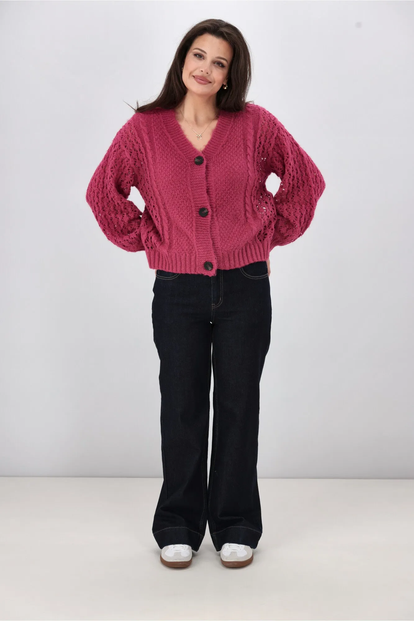 Shine On Label Minna Pointelle Cardigan Pink