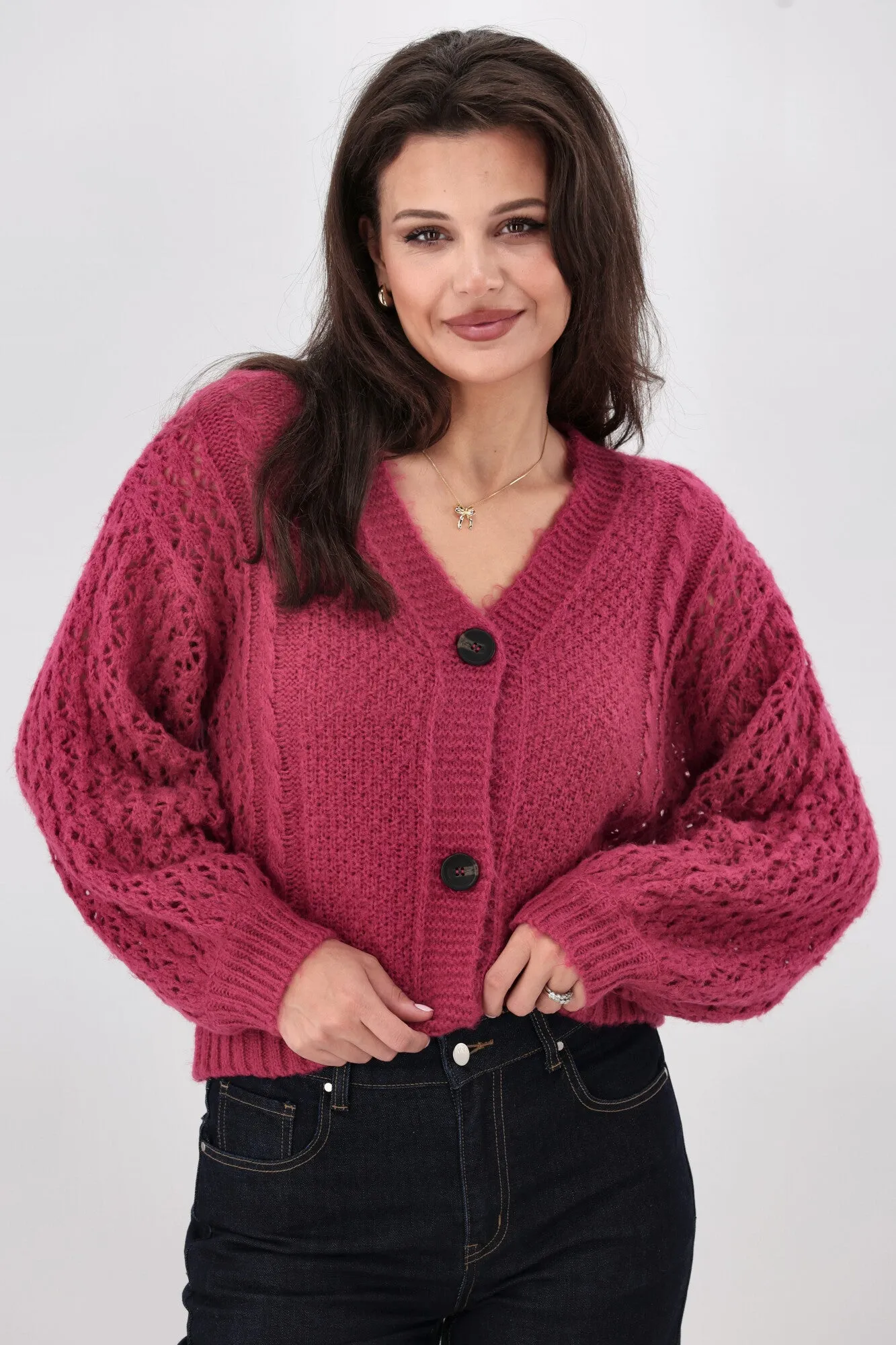 Shine On Label Minna Pointelle Cardigan Pink