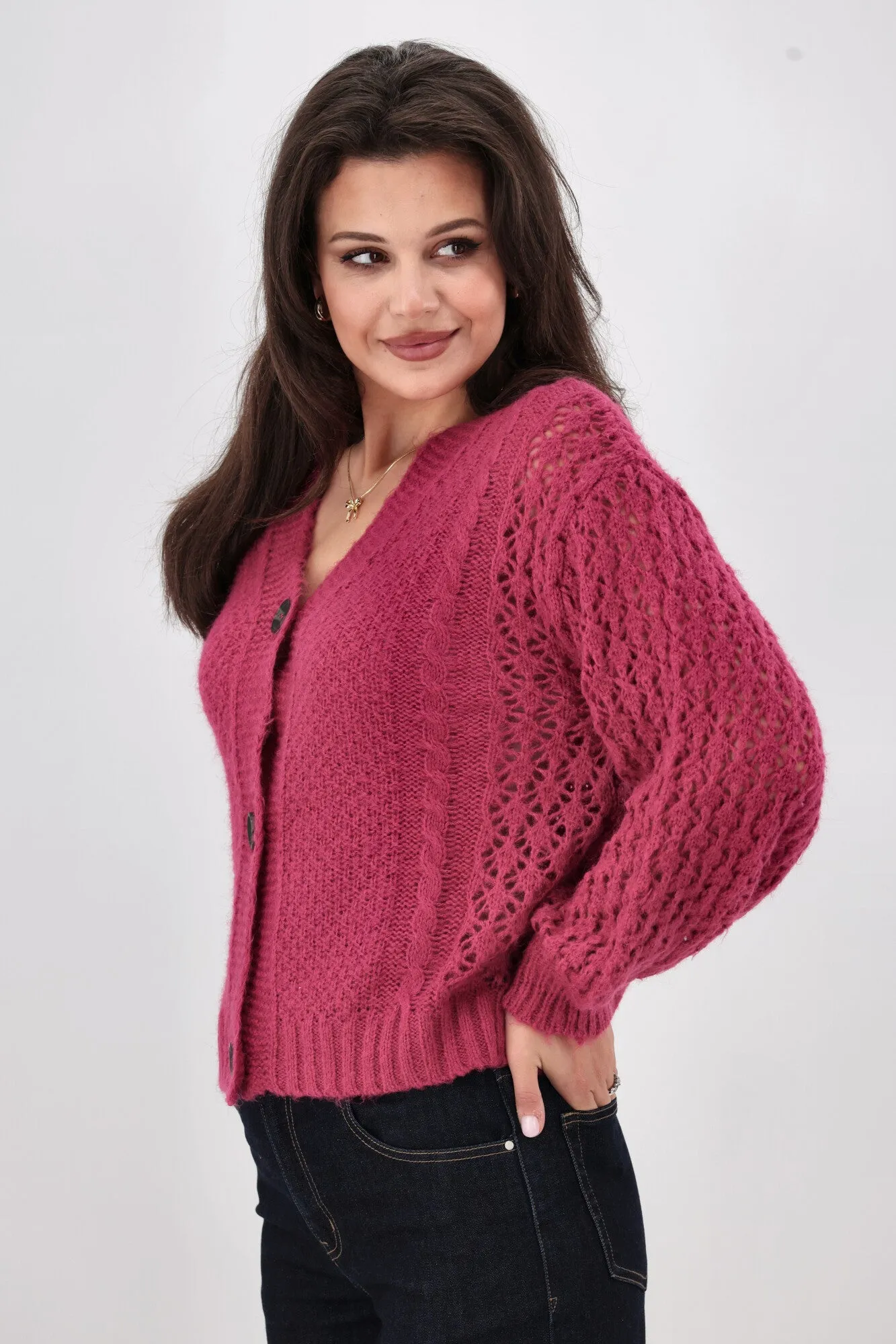 Shine On Label Minna Pointelle Cardigan Pink