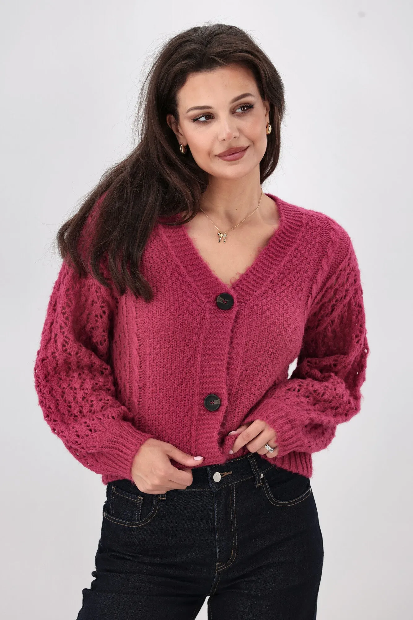 Shine On Label Minna Pointelle Cardigan Pink