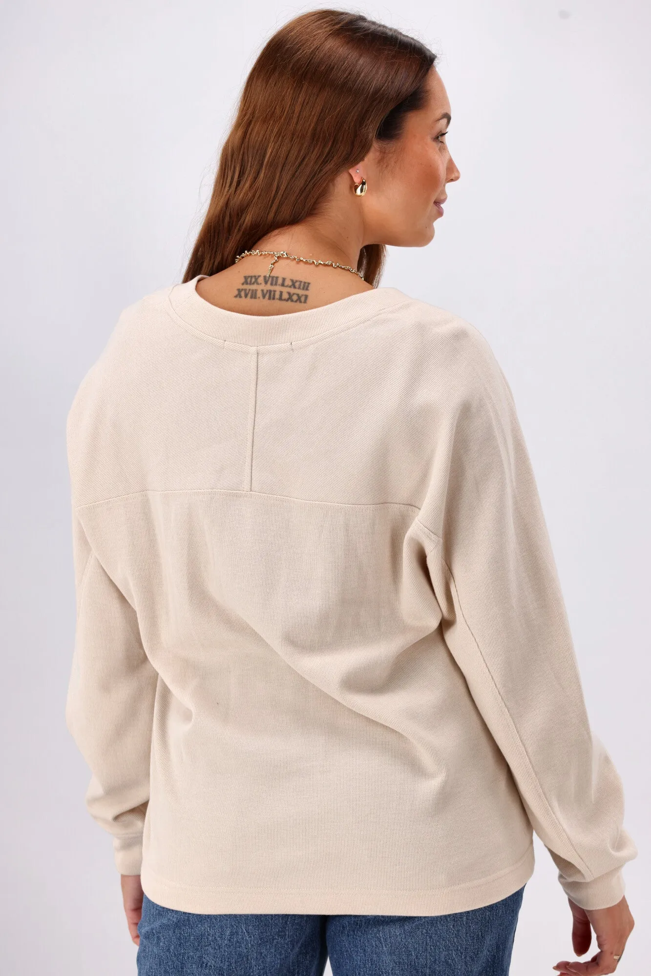 Shine On Label Riley Frill Heart Crew Oat