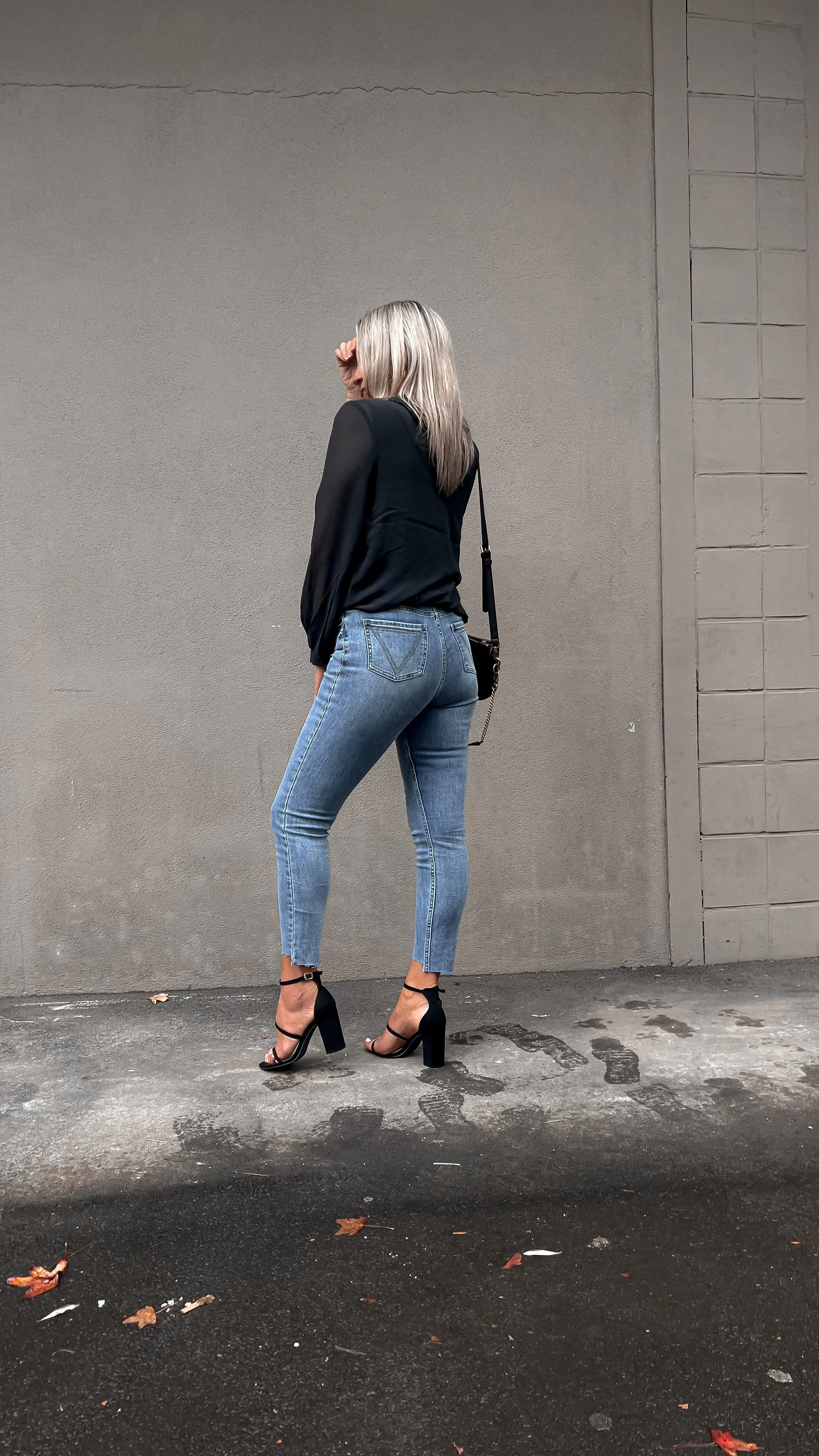 Shine On Label Tomas Cropped Skinny Stepped Hem Jean