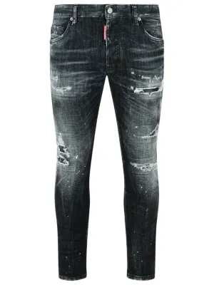'Skater Bleached' Black Cotton Jeans