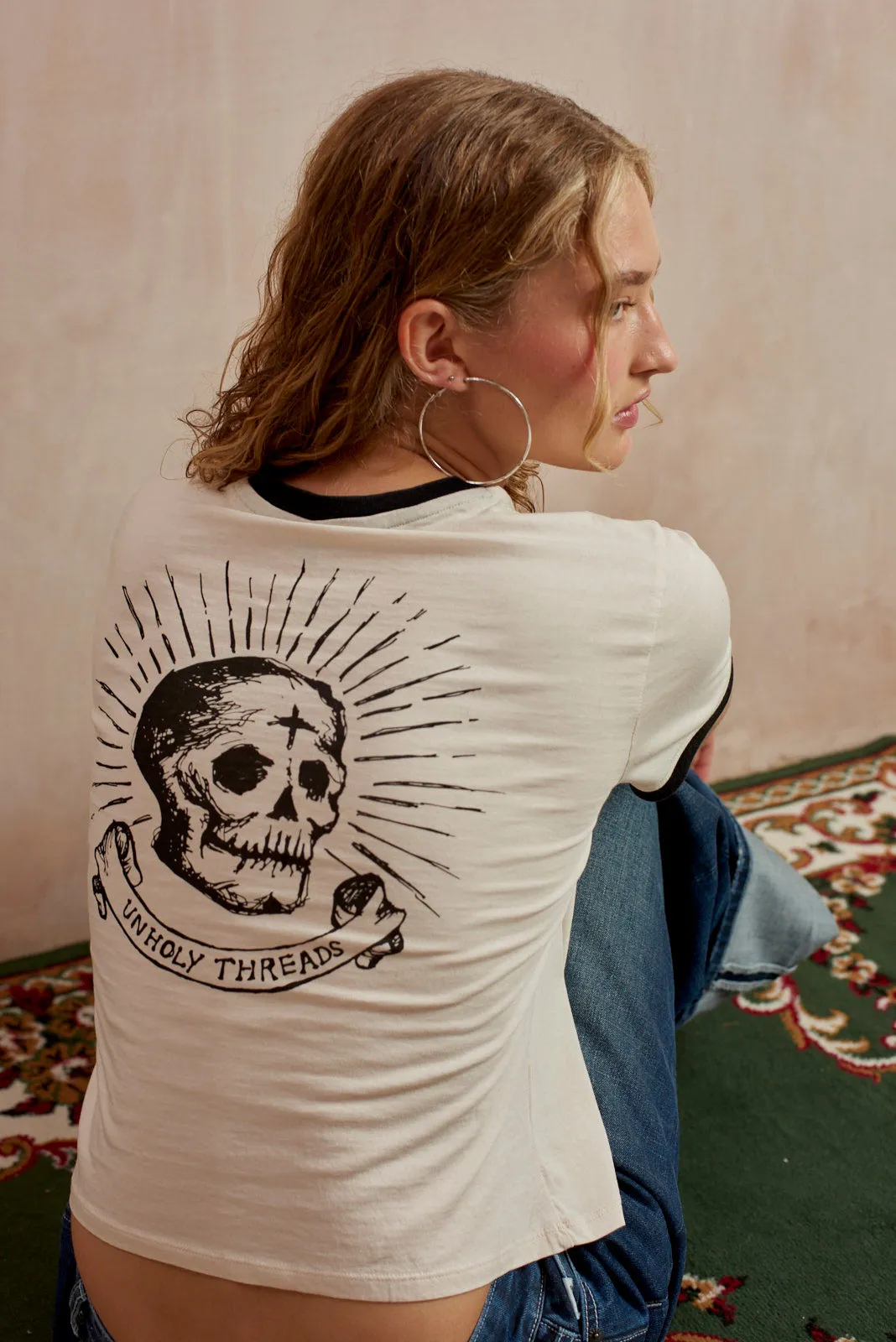 Skull Ringer Baby Tee