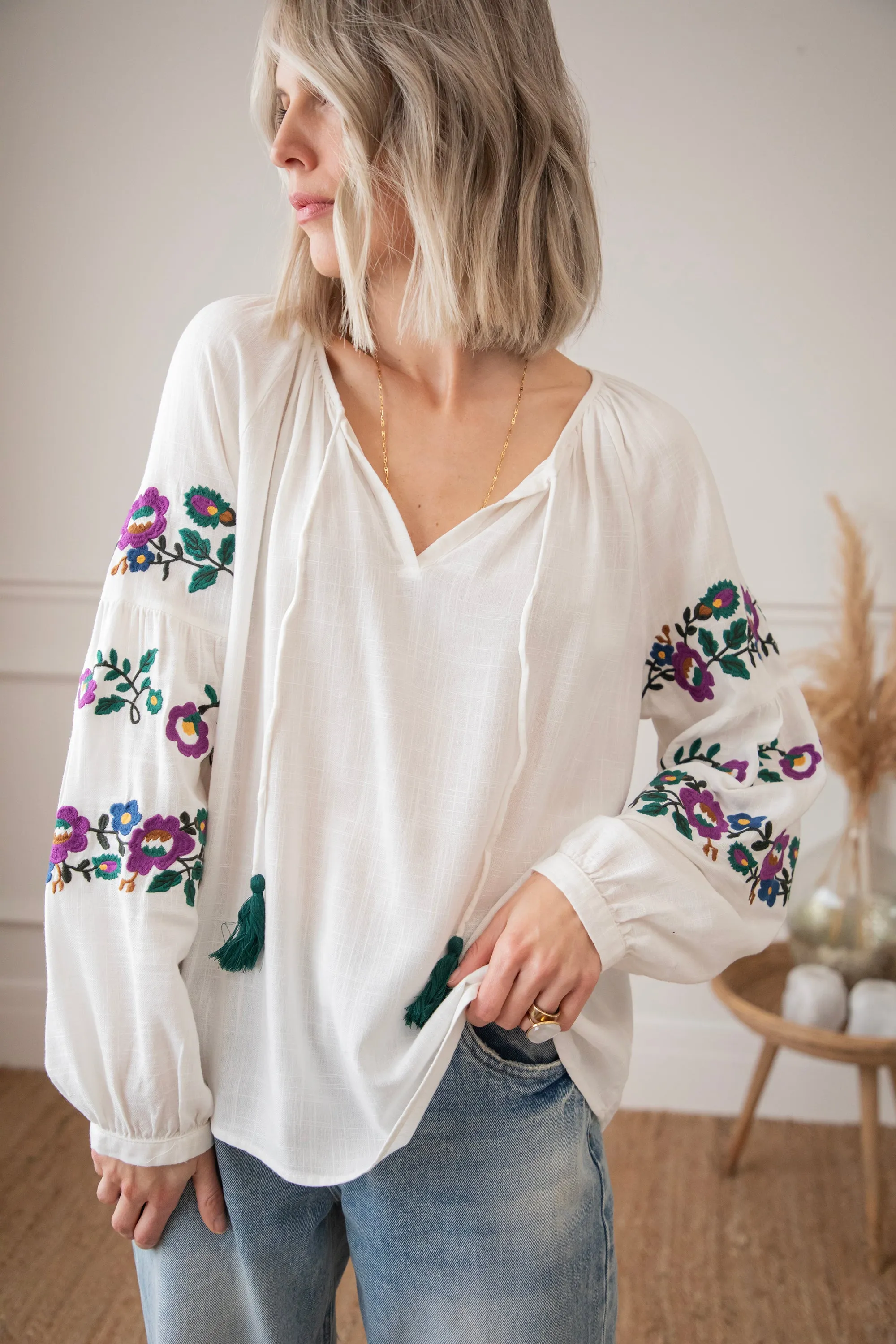 Sleeves Are Blooming White - Blouse