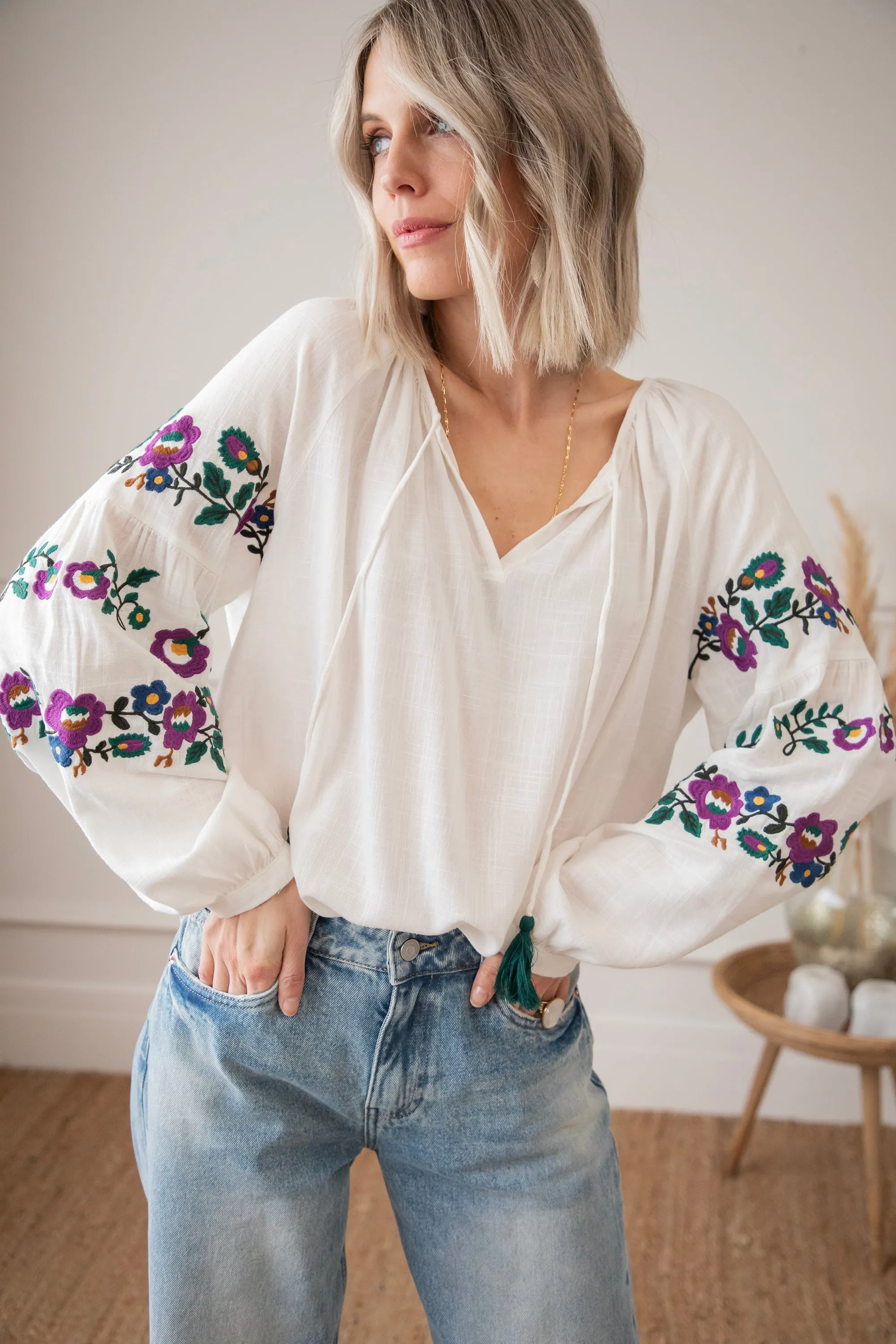 Sleeves Are Blooming White - Blouse