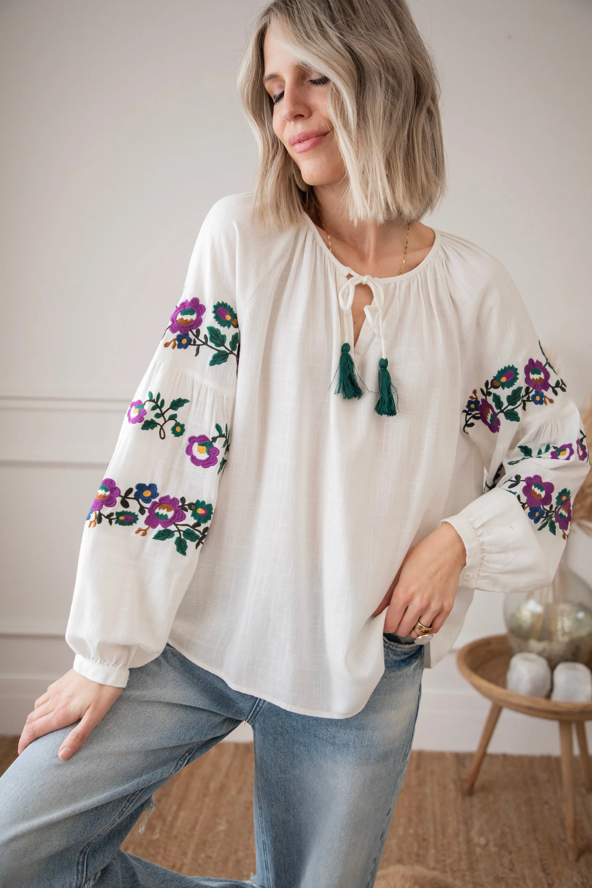 Sleeves Are Blooming White - Blouse